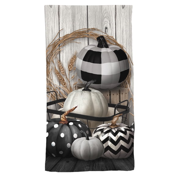 Briarwood Lane Black and White Pumpkins Cotton Hand Towel