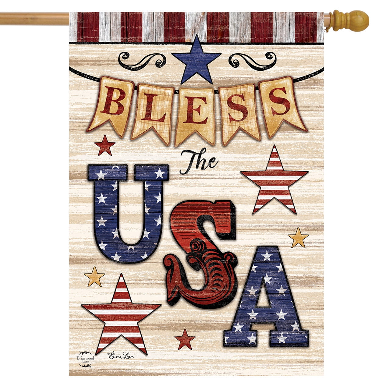 Bless the USA Patriotic Double-Sided Polyester House Flag
