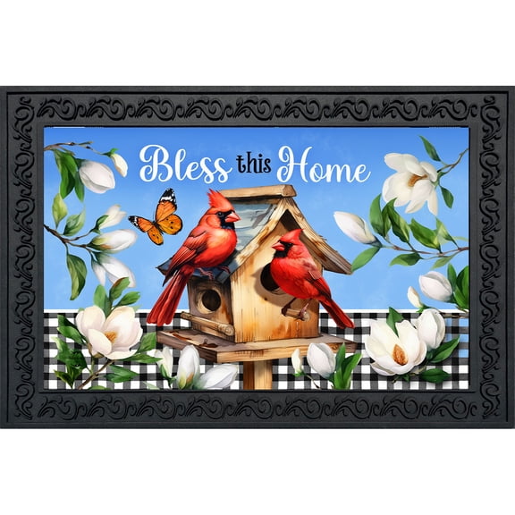 Briarwood Lane Spring Doormat 30x18 Indoor Outdoor Bless This Home Cardinal For Spring Doormat