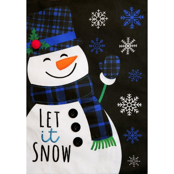 Briarwood Lane Winter Garden Flag 12x18 For Outdoor Blue Checkered Snowman Burlap For Winter Garden Flag Flags For Outside