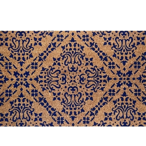 Briarwood Lane Blue Damask Coir Doormat 24 x 36
