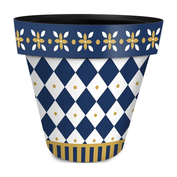 Briarwood Lane Everyday Planter 14" x 15" x 15" Blue and Gold Large Planter
