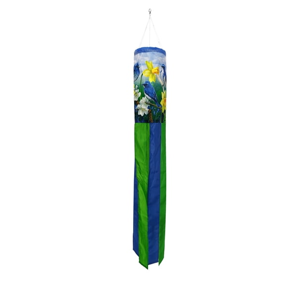Briarwood Lane Spring Bluebirds and Daffodils Windsock Wind Twister 40x6 For Spring Wind Spinner