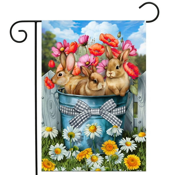 Briarwood Lane Bucket of Bunnies Garden Flag
