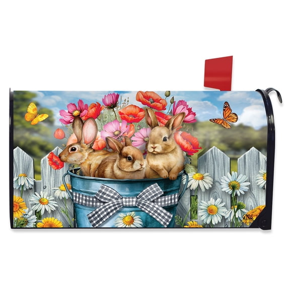 Briarwood Lane Spring Mailbox Cover  - Standard Size - Bucket of Bunnies For Spring Mailbox Cover