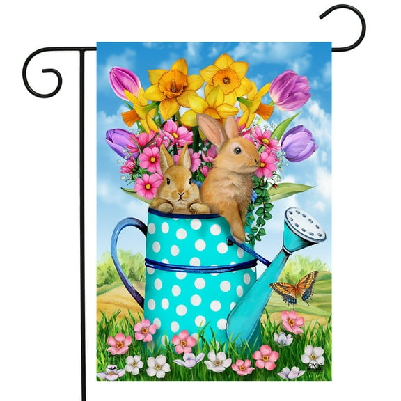 Briarwood Lane Bunny And Watering Can Spring Garden Flag