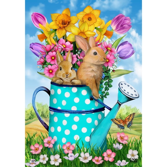Briarwood Lane Spring Garden Flag 12x18 For Outdoor Bunny and Watering Can For Spring Garden Flag Flags For Outside