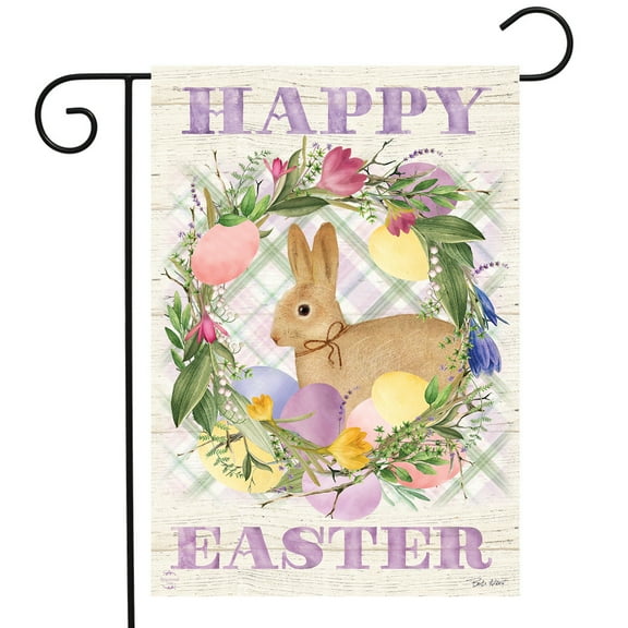 Briarwood Lane Bunny Easter Wreath Garden Flag