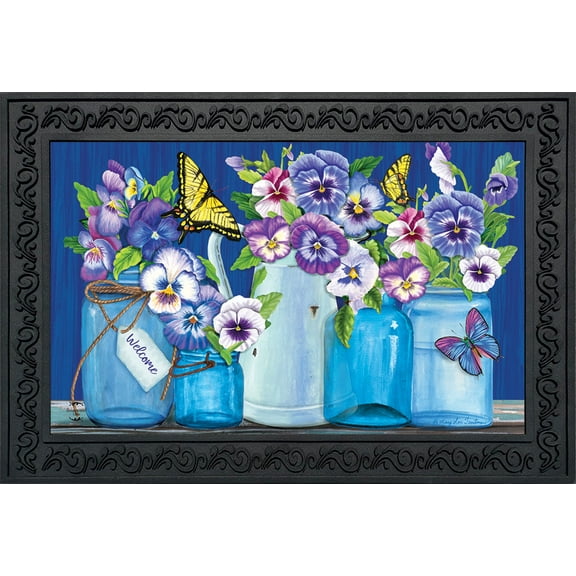 Briarwood Lane Butterflies and Pansies Spring Doormat