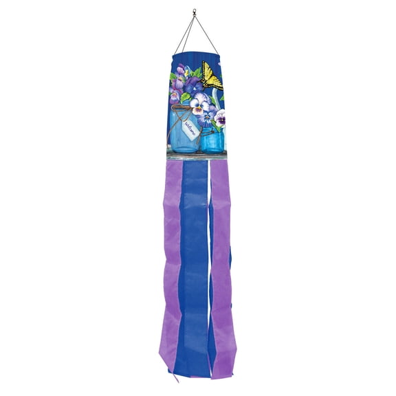 Briarwood Lane Butterflies and Pansies Spring Windsock Wind Twister 40x6 For Spring Wind Spinner