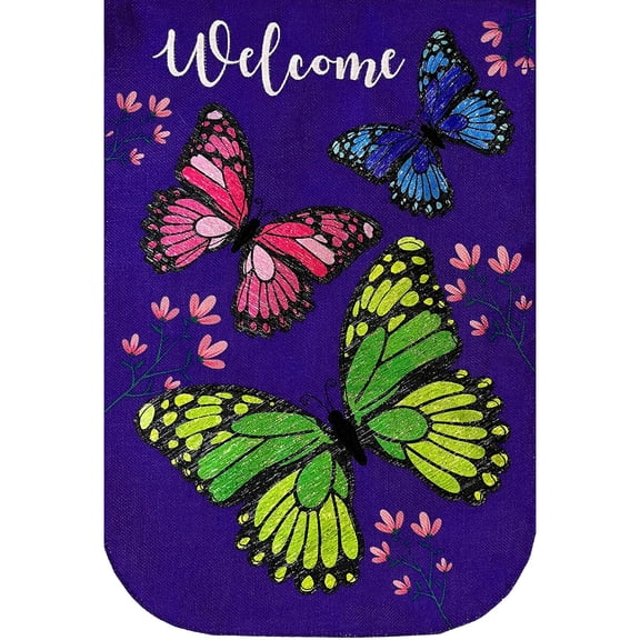 Briarwood Lane Spring Burlap Garden Flag 12x18 For Outdoor Butterfly Trio For Spring Garden Flag Flags For Outside