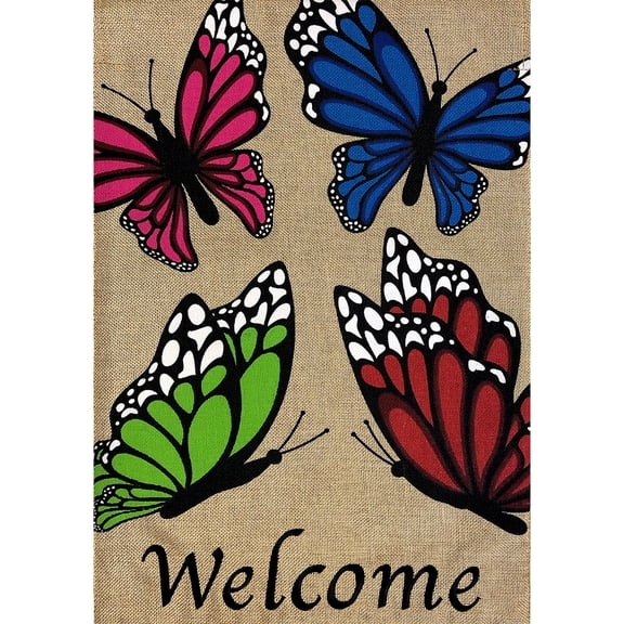 Briarwood Lane Garden Flag 12x18 For Outdoor Butterfly Welcome Spring Burlap For Spring Garden Flag Flags For Outside