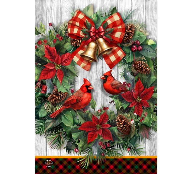 Briarwood Lane Christmas Garden Flag 12x18 For Outdoor Cardinal Wreath For Christmas Garden Flag Flags For Outside