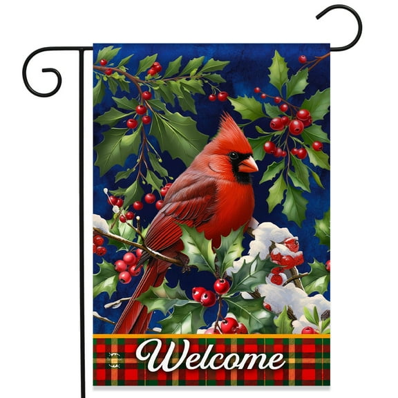 Briarwood Lane Cardinal and Holly Garden Flag