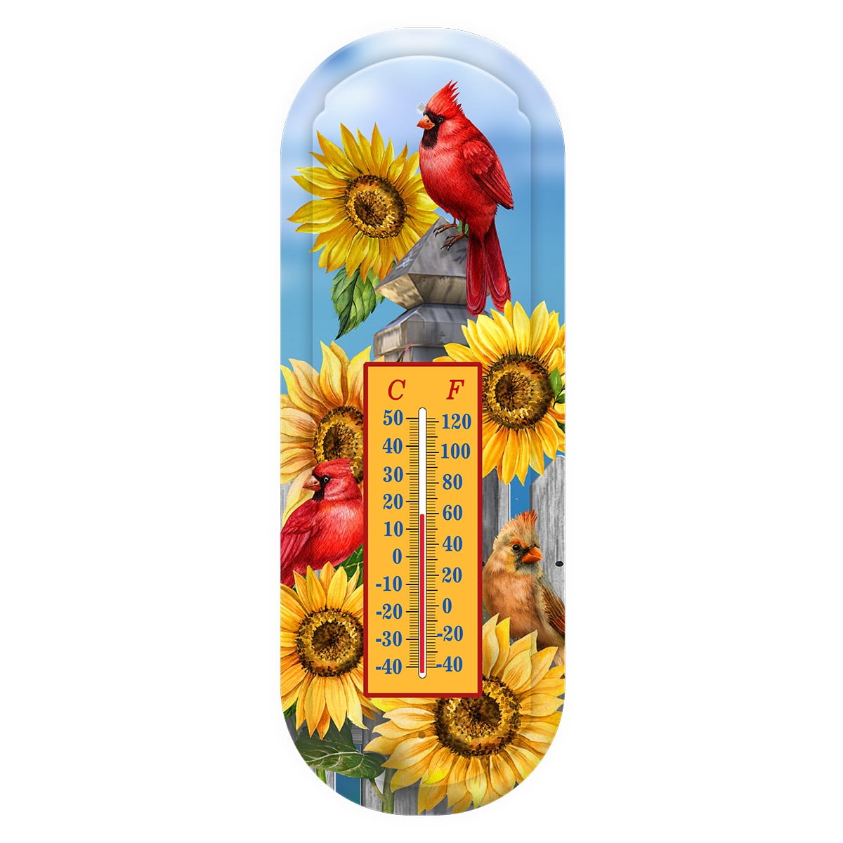 Briarwood Lane Cardinals and Sunflowers Metal Thermometer