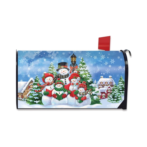 Briarwood Lane Mailbox Cover  - Standard Size - Caroling Snowmen Christmas For Christmas Mailbox Cover