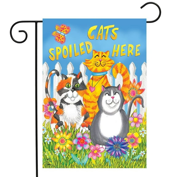 Briarwood Lane Cats Spoiled Here Floral Garden Flag