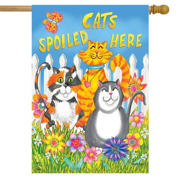 Briarwood Lane Cats Spoiled Here Floral House Flag