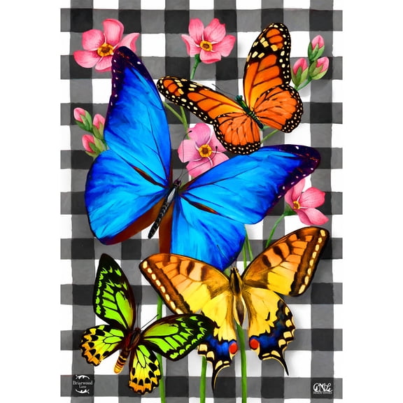 Briarwood Lane Spring Garden Flag 12x18 For Outdoor Checkered Butterflies For Spring Garden Flag Flags For Outside
