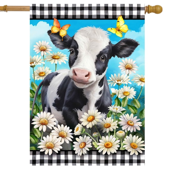 Briarwood Lane Checkered Cow House Flag