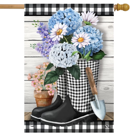 Briarwood Lane Checkered Garden Boots Spring House Flag