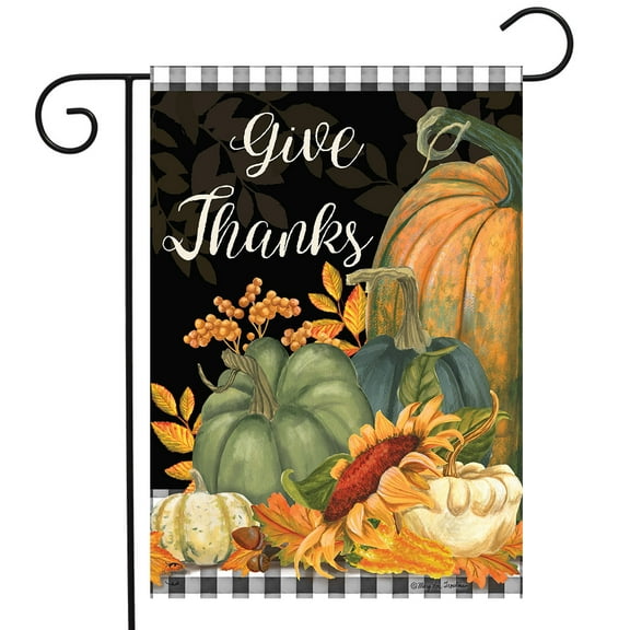 Briarwood Lane Checkered Give Thanks Primitive Garden Flag