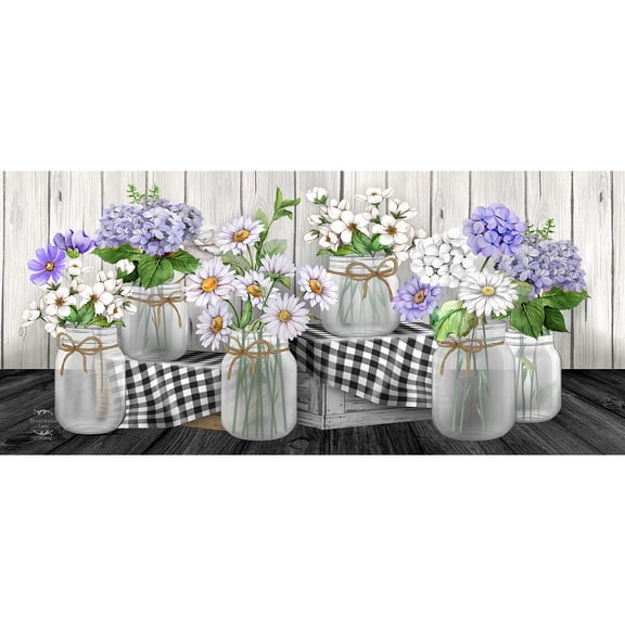 Briarwood Lane Spring Checkered Mason Jars Mini Mat 22x10 Indoor Outdoor For Spring Doormat