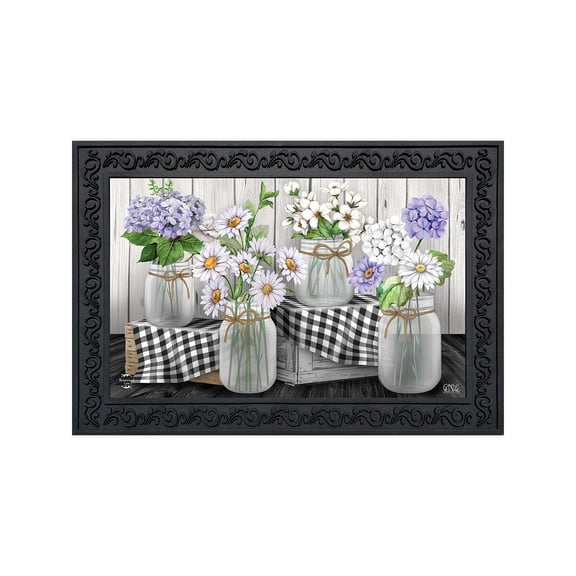 Briarwood Lane Doormat 30x18 Indoor Outdoor Checkered Mason Jars Spring For Spring Doormat
