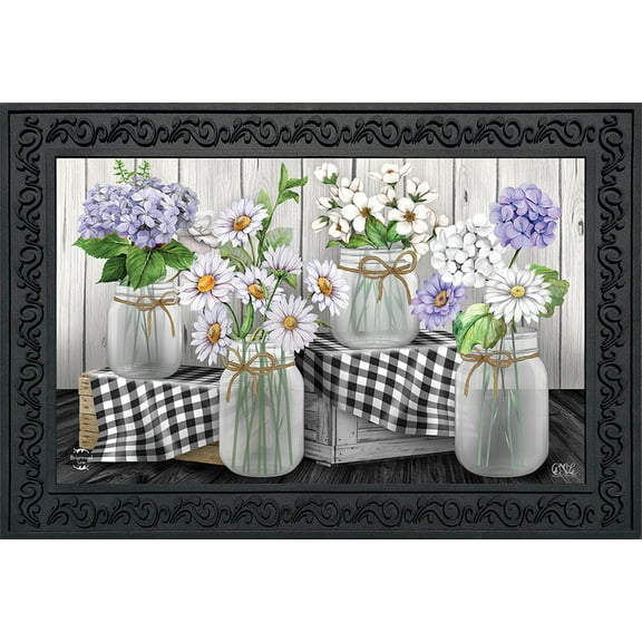 Briarwood Lane Checkered Mason Jars Spring Doormat