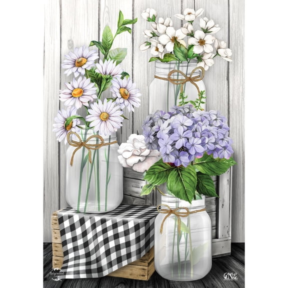 Briarwood Lane Garden Flag 12x18 For Outdoor Checkered Mason Jars Spring For Spring Garden Flag Flags For Outside