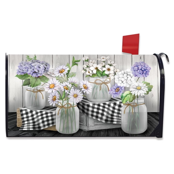 Briarwood Lane Checkered Mason Jars Spring Mailbox Cover