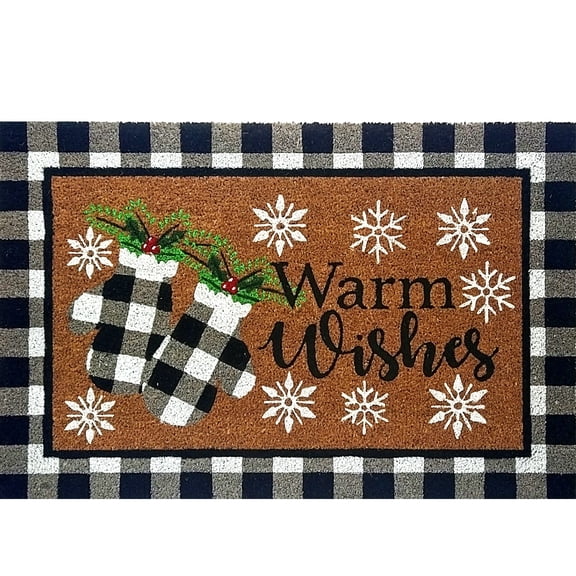Briarwood Lane Winter Coir Doormat 36x24 Checkered Mittens Medium For Winter Coir Doormat