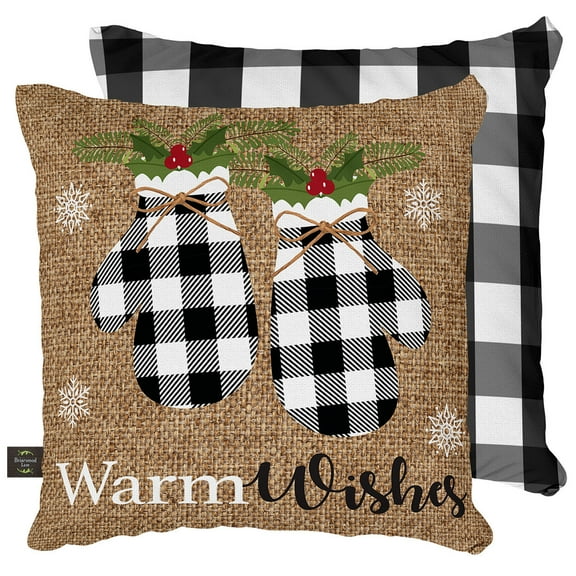 Briarwood Lane Checkered Mittens Winter Decorative Pillow