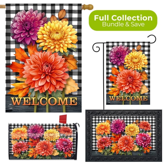 Briarwood Lane Checkered Mums Four Piece Collection