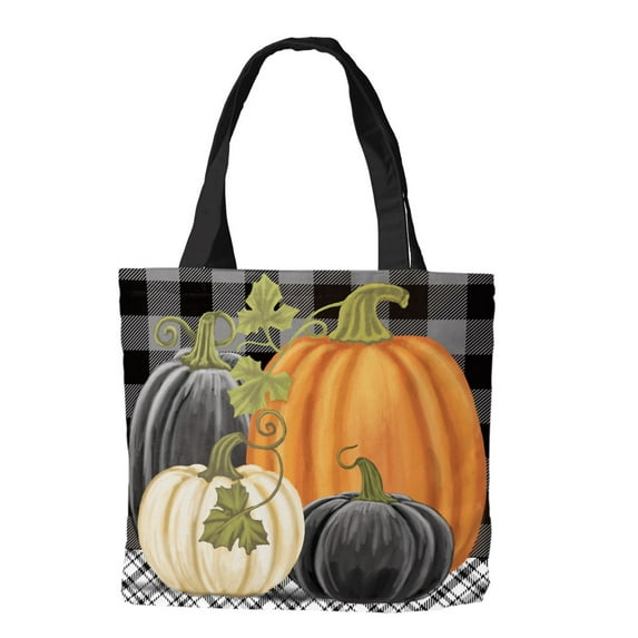 Briarwood Lane Checkered Pumpkins Fall Canvas Tote Bag