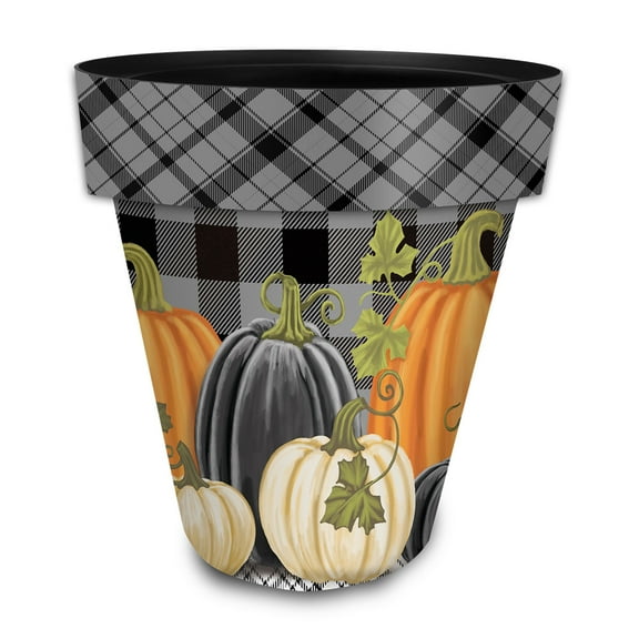 Briarwood Lane Checkered Pumpkins Large Planter