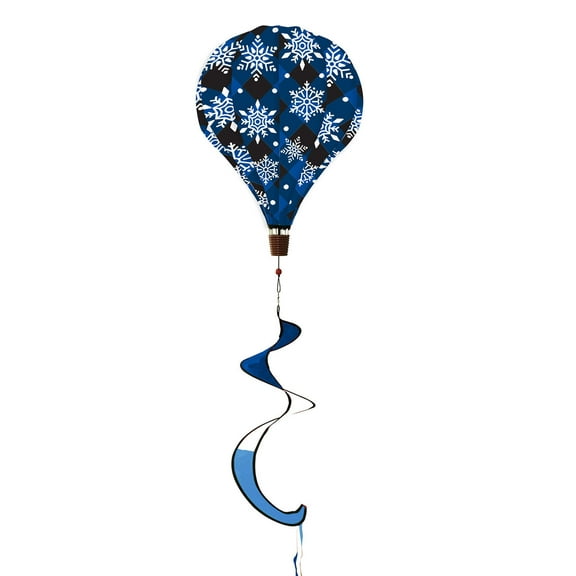 Briarwood Lane Checkered Snowflakes Hot Air Balloon Windsock Wind Twister