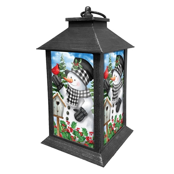 Briarwood Lane Winter LED Candle Lantern 13.5 x 5.5 x 5.5 Checkered Snowman