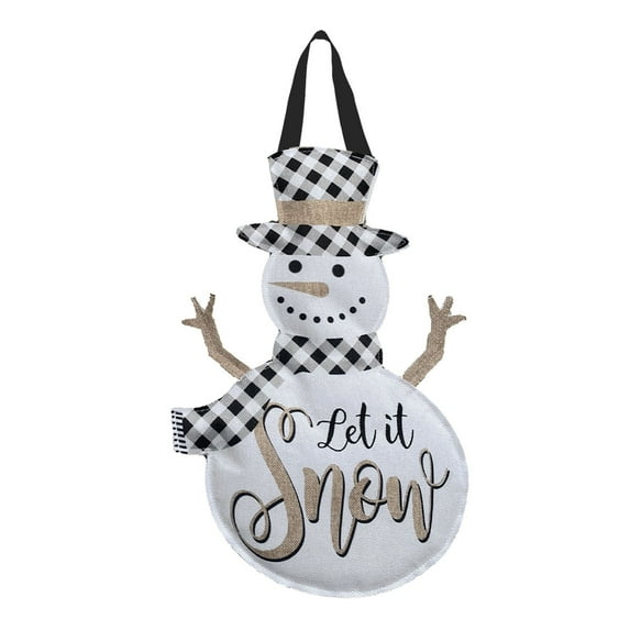 Briarwood Lane Checkered Snowman Winter Burlap Door Hanger