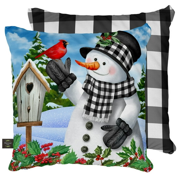 Briarwood Lane Checkered Snowman Winter Decorative Pillow