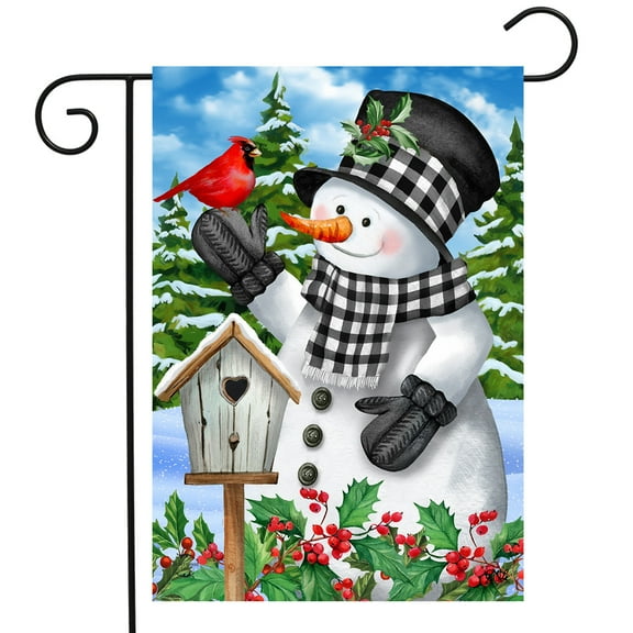 Briarwood Lane Checkered Snowman Winter Garden Flag