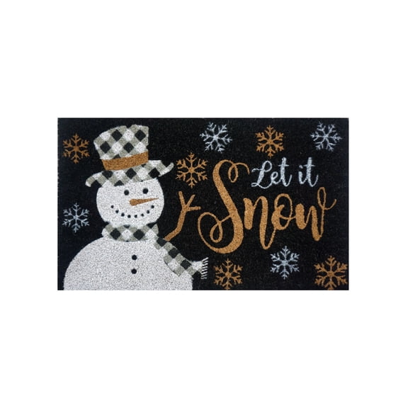 Briarwood Lane Winter Coir Doormat 30x18 Checkered Snowman For Winter Coir Doormat