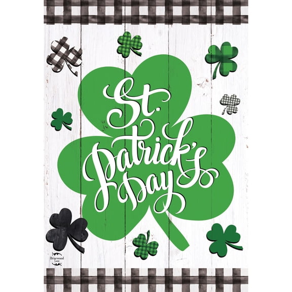 Briarwood Lane St. Patrick's Day House Flag 40x28 For Outdoor Checkered St. Pat's Shamrocks For St. Patrick's Day House Flag