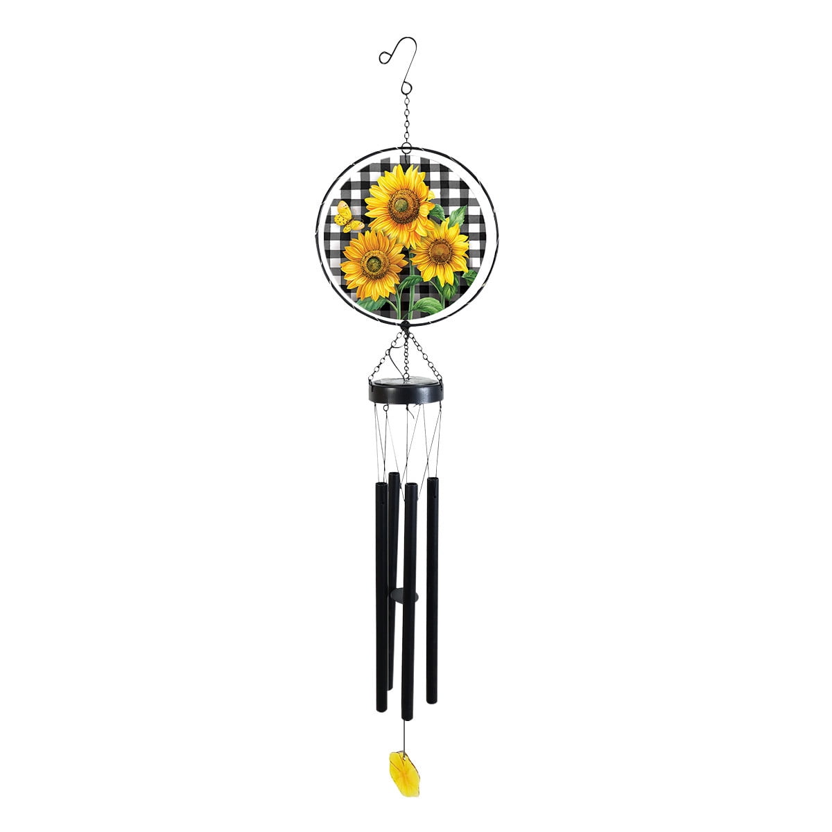 Briarwood Lane Checkered Sunflowers Illuminated Wind Chime