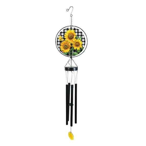 Briarwood Lane Checkered Sunflowers Illuminated Wind Chime