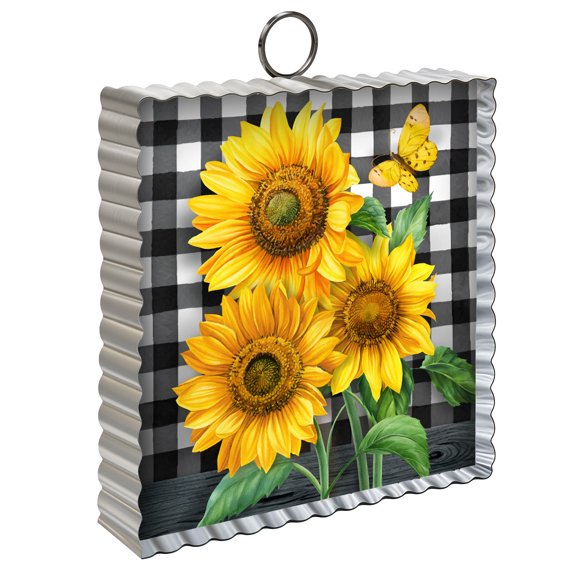 Briarwood Lane Checkered Sunflowers Metal Mini Moment