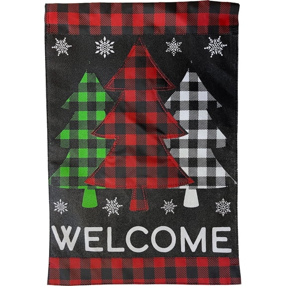 Briarwood Lane Christmas Garden Flag 12x18 For Outdoor Checkered Trees Burlap Winter For Christmas Garden Flag Flags For Outside