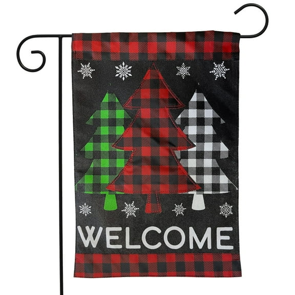 Briarwood Lane Checkered Trees Burlap Winter Garden Flag
