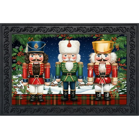 Briarwood Lane Christmas Doormat 30x18 Indoor Outdoor Wooden Nutcracker