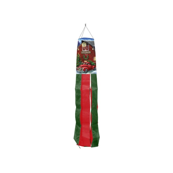 Briarwood Lane Christmas Tree Farm Pickup Windsock Wind Twister 40x6 For Christmas Wind Spinner